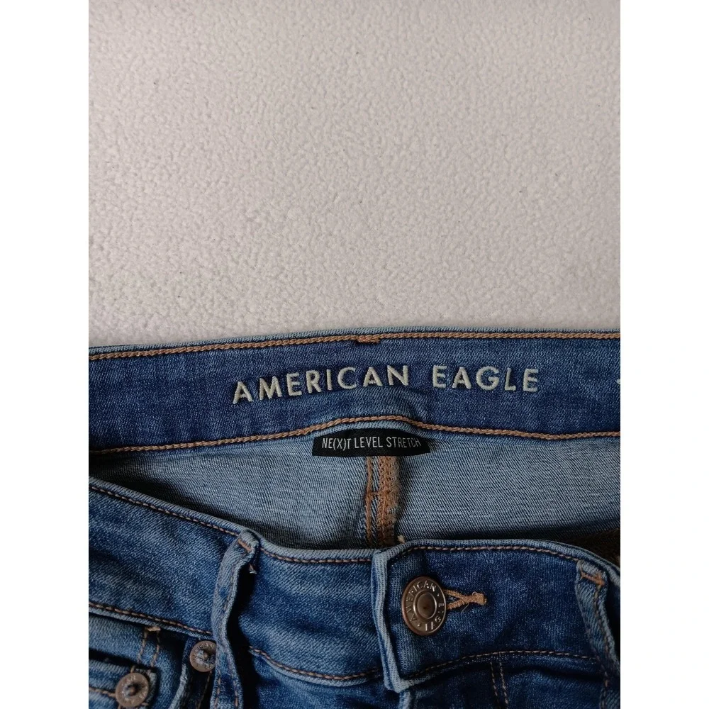 American Eagle Outfitters Jeans Womens Petite 4 Blue Flared Medium Wash Stretch